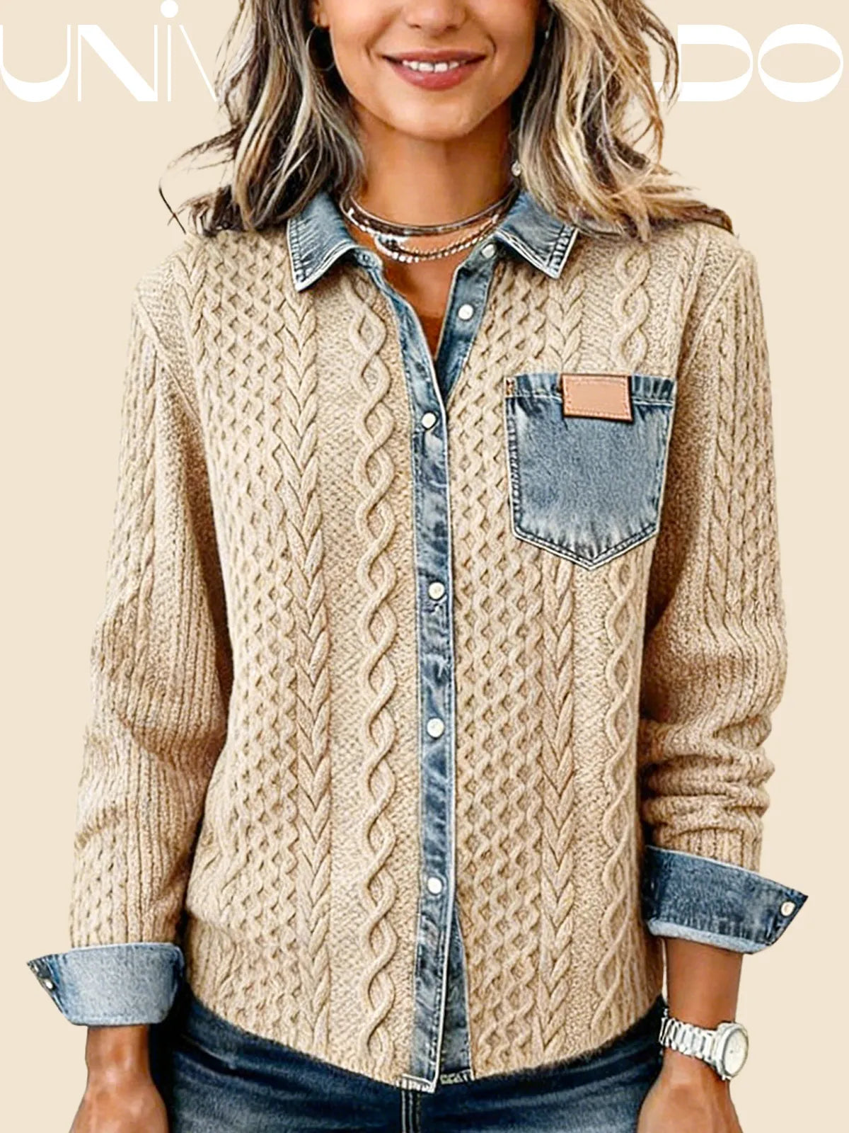 Псевдо-Деним Яке с Плетени Инкрустации