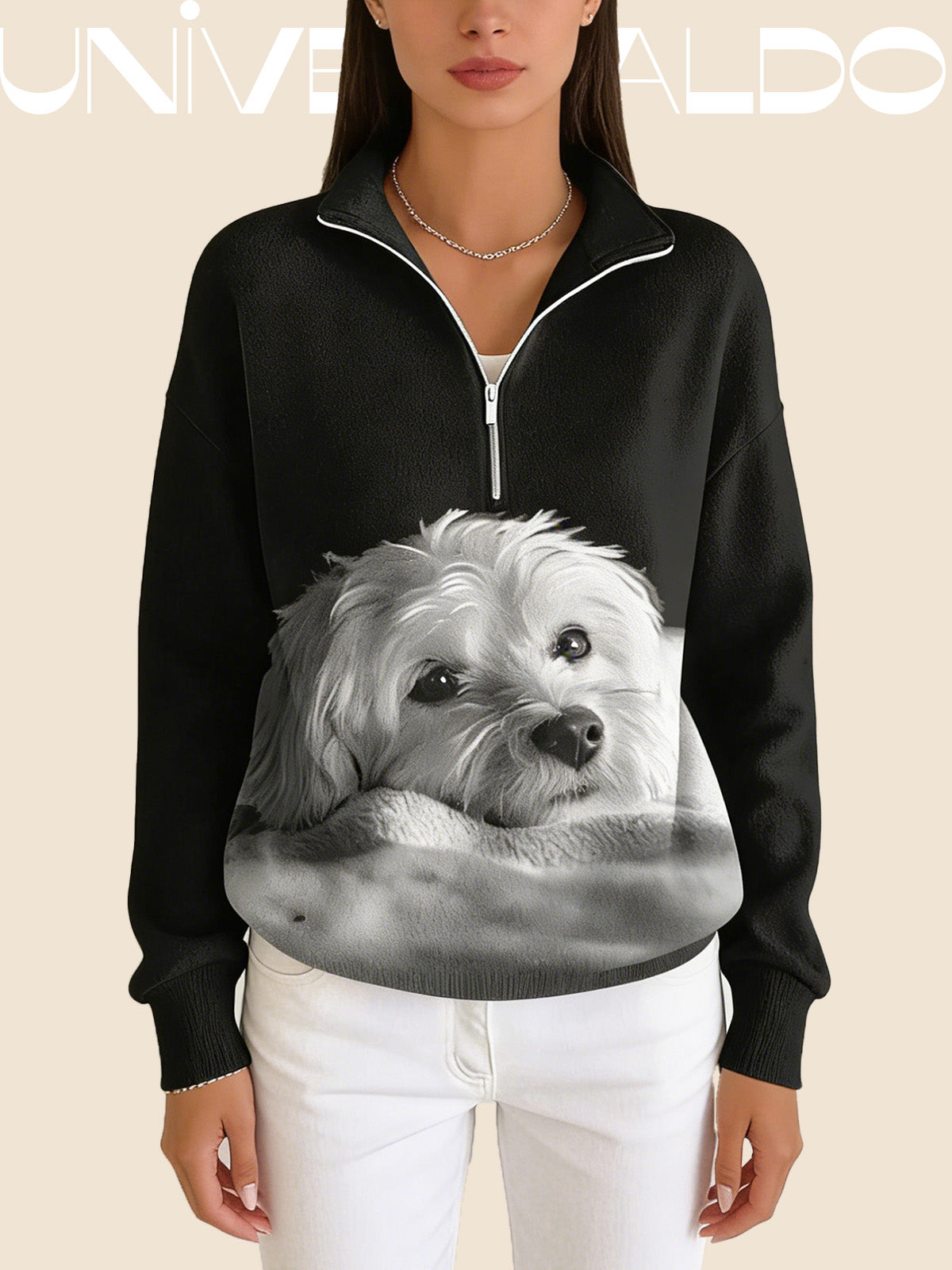 Суитшърт с Котка, Полу-Джипс и Изправена Яка