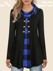 Псевдо-Двуделна Блуза с Висока Яка и Копчета