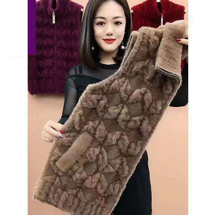 Зимна топла плюшена жилетка