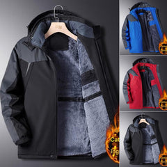 🔥【най-продавани】Мъжка дебела кадифена водоустойчива и устойчива на замръзване зимна ветроустойчива алпийска яке