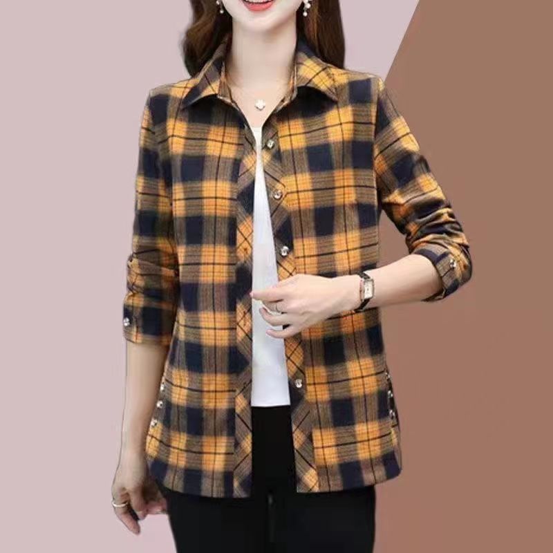 【най-продавани】💕【XL-5XL】Нови модерни и универсални есенни дамски карирани ризи