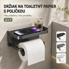 🏘️🎖️Nástenný držiak na toaletný papier s príslušenstvom, pevná základňa, moderná kúpeľňová polička, jednoduchá inštalácia, slúži na odkladanie mobilných telefónov a iných predmetov.