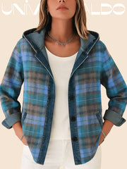 Спортно Яке с Качулка в Деним Ефект и Контрастна Карета