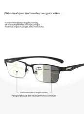 👓 Aiškus matymas be vargo – multifokaliniai skaitymo akiniai su fotochrominiais lęšiais ir mėlynos šviesos apsauga ✨