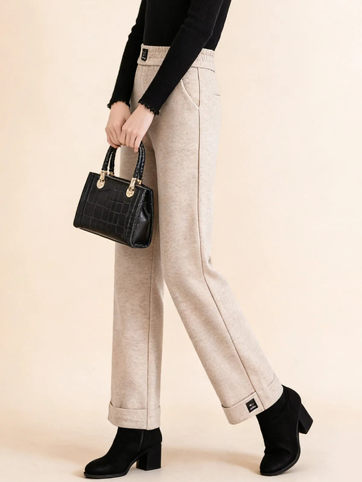 Топли Кашмирени Панталони с Широк Крой до Глезен