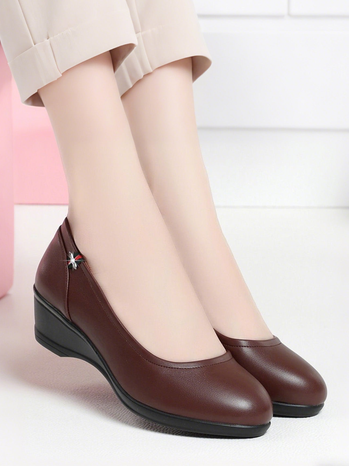 Обувки С Среден Ток, Плоски, Против Хлъзгане, Меки