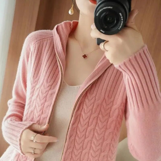 💕✨【50% ОТСТЪПКА】【S-3XL】Есен/Зима Нови постъпления: Дамски елегантен ежедневен пуловер с висока яка и цип