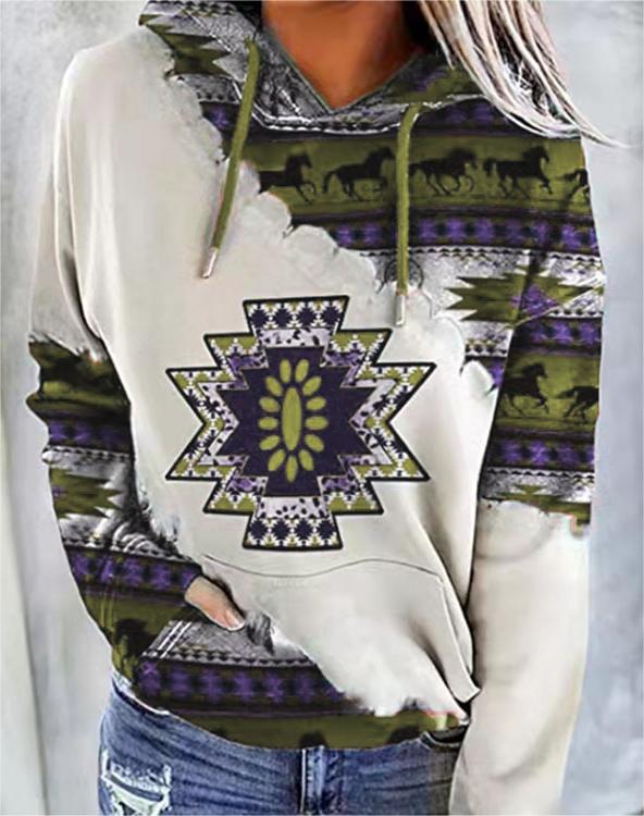 【горещи продажби】[S-5XL] Нов есенно/зимен дамски суитшърт с етнически принт, модерен и стилен.