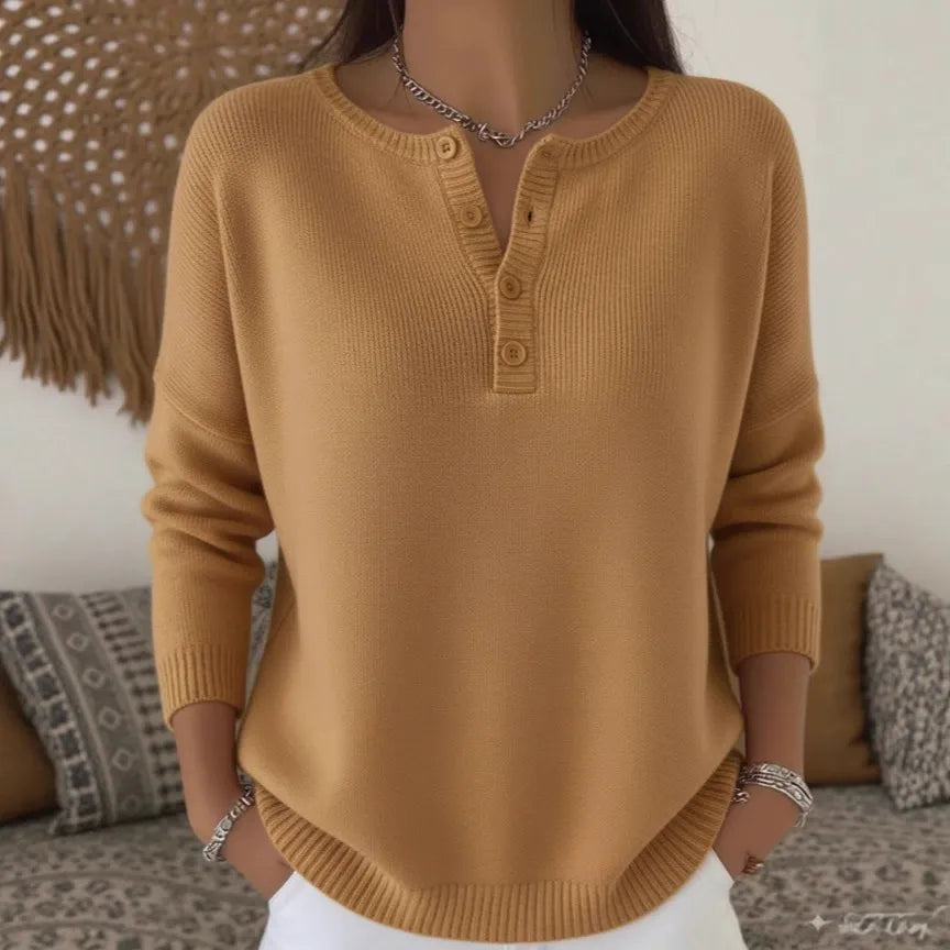 🌷💃【Ново, гореща разпродажба】【S-2XL】Дамски едноцветен пуловер с V-образно деколте, свободен и ежедневен стил