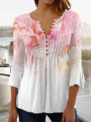 Нов дамски топ с дълъг ръкав и щампа от 2026 г., удобен и стилен