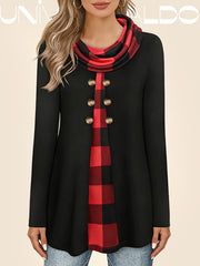 Псевдо-Двуделна Блуза с Висока Яка и Копчета