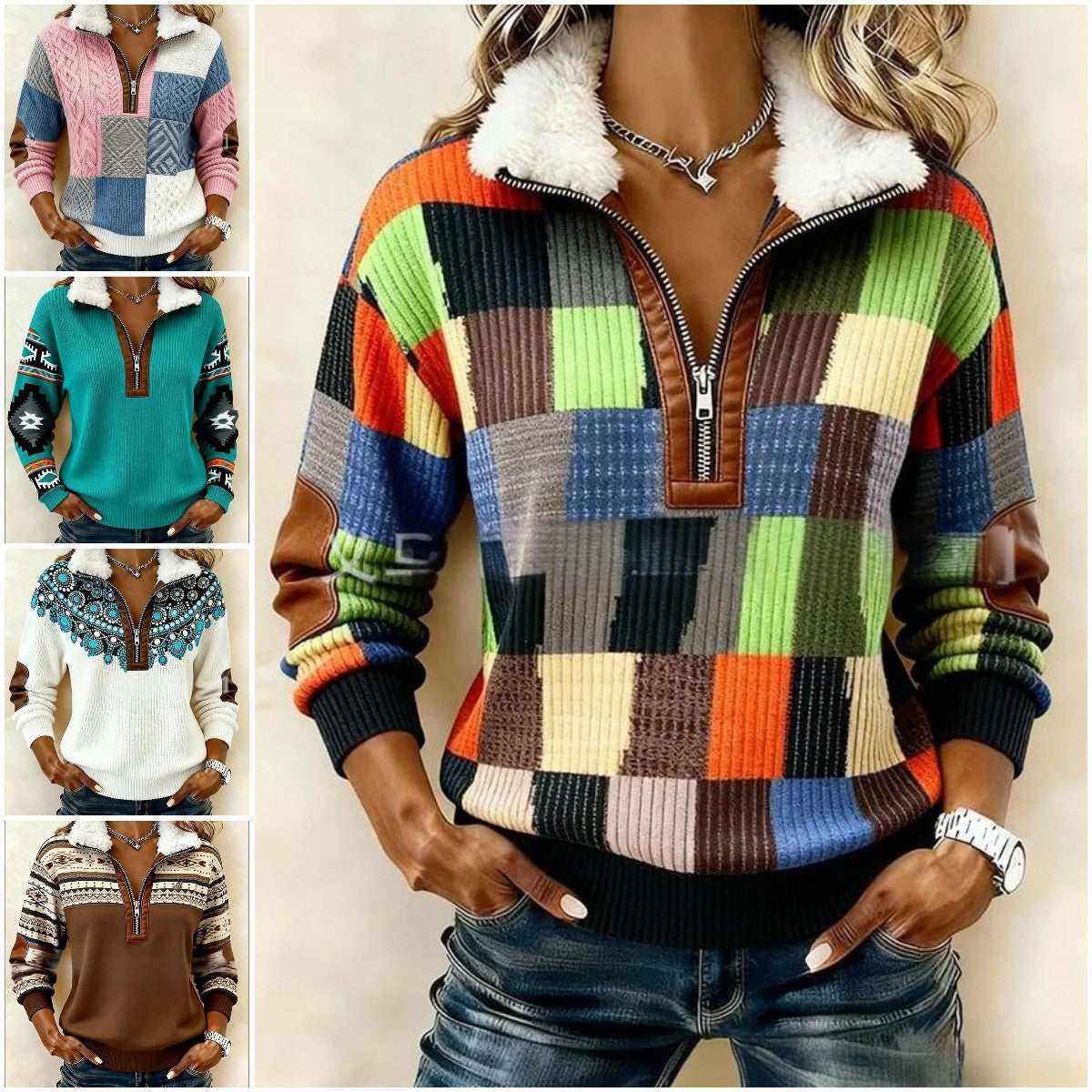 Ограничена във времето изненада: 50% отстъпка!🔥🔥 Дългоръкава блуза с принт и пухкав кардиган