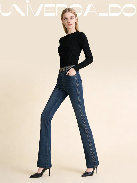 ✨👖🏆[Ново пристигане] Еластични клоширани дънки с висока талия