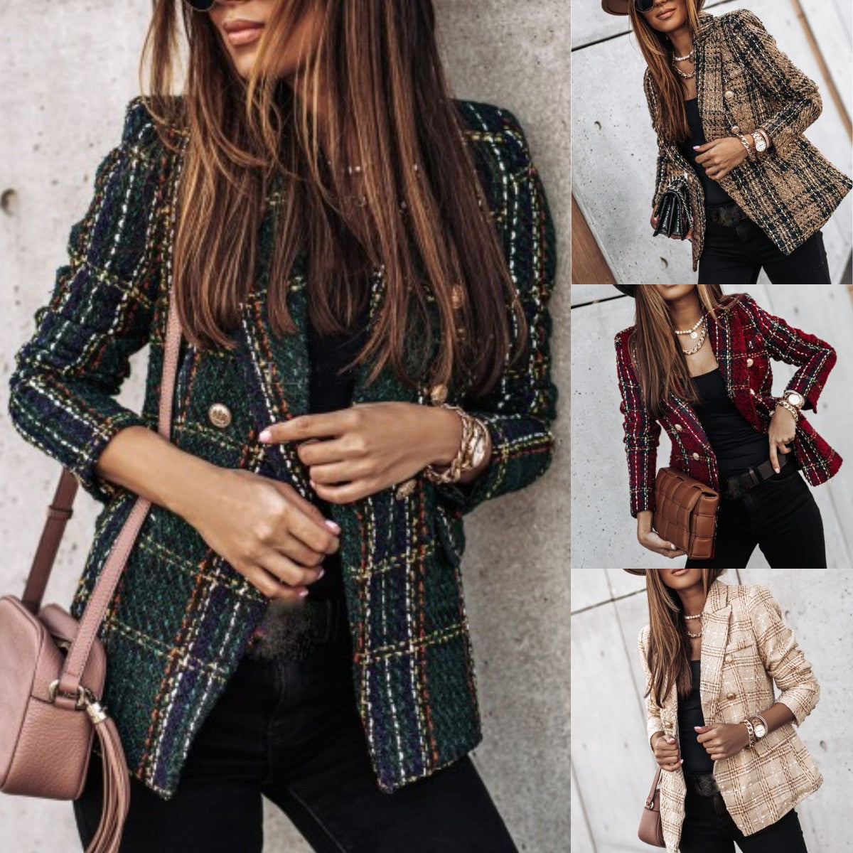 【S-3XL】Костюм с дълъг ръкав и двойни гърди с щампа