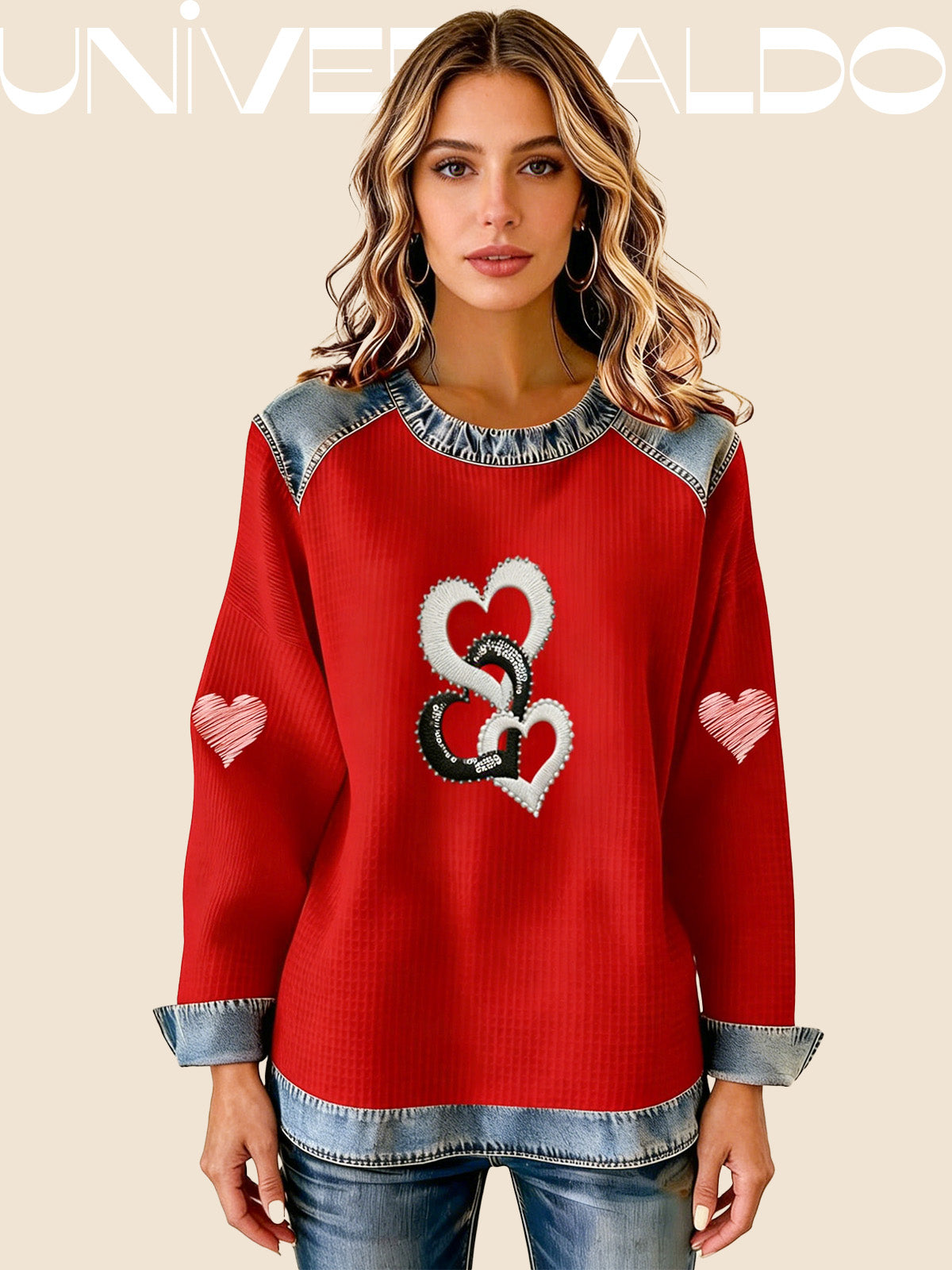 Суитшърт с Валентинков Принт "Сърца"