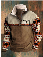 👕【50% ОТСТЪПКА】【S-4XL】Есенно-зимна модна мъжка топла блуза с дълъг ръкав и 3D принт