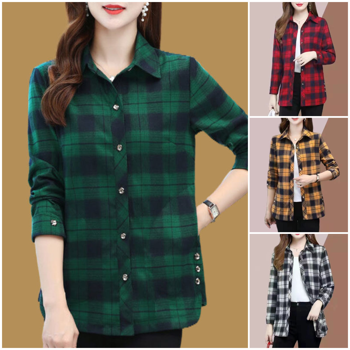 【най-продавани】💕【XL-5XL】Нови модерни и универсални есенни дамски карирани ризи