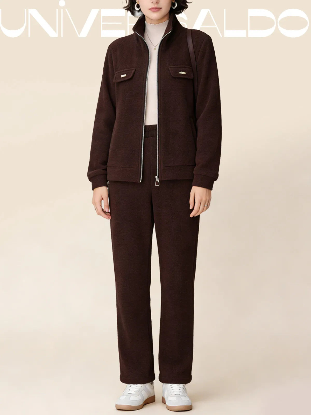 🔴💥【M-4XL】Дамски ежедневен кадифен костюм с удебелени елементи (сако + панталон)