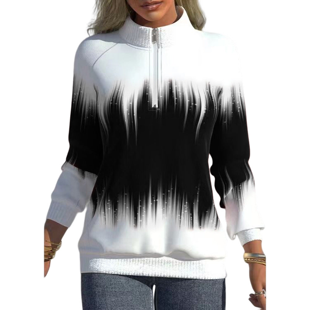 😍 50% ОТСТЪПКА 💜【S-5XL】Нов дамски суитшърт с висока яка и градиентен цвят