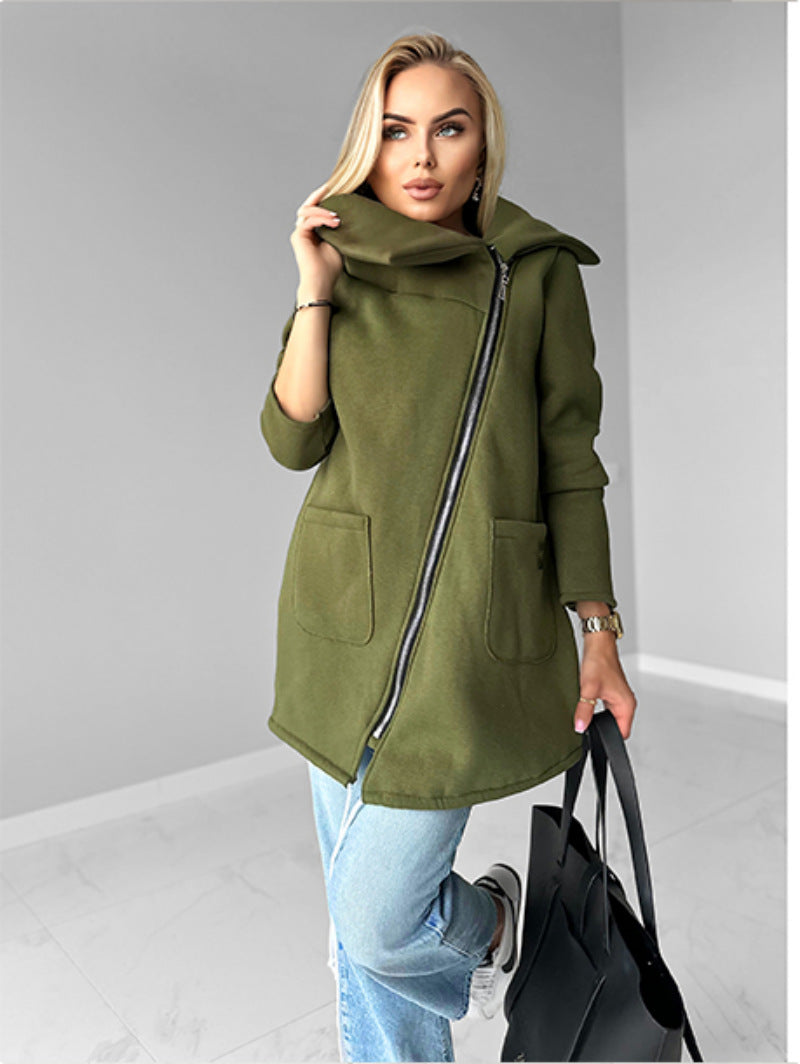 🧥【S-5XL】Дамско яке с прегърнато яке, цип и гънка