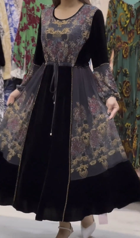 【❤️‍🔥45% ОТСТЪПКА】🔥🥰 Нова есенно/зимна дантелена кадифена рокля