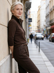 Спорна Блуза с Полу-Джипс и Изправена Яка