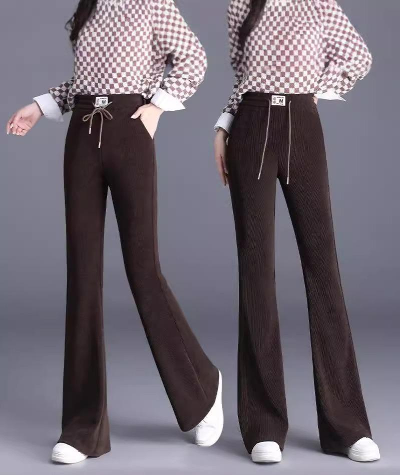 🔥Дамски есенно-зимни топли, дебели, ежедневни разкроени панталони с висока талия