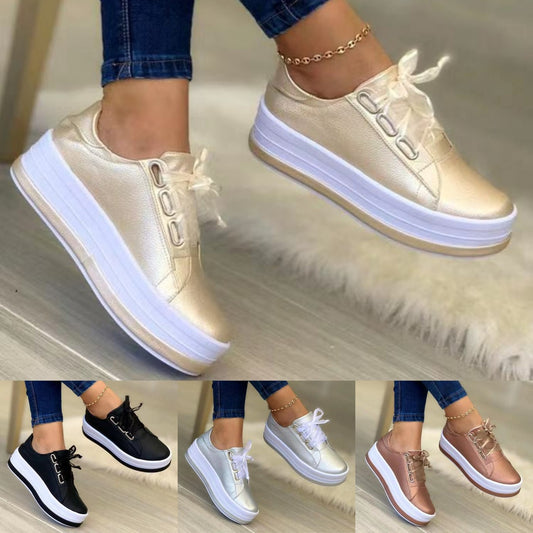 【най-продавани】Нови ежедневни обувки за жени, с кръгли върхове и дебели подметки