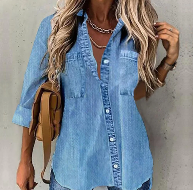 【S-5XL】2026 Нова лятна памучна дънкова риза