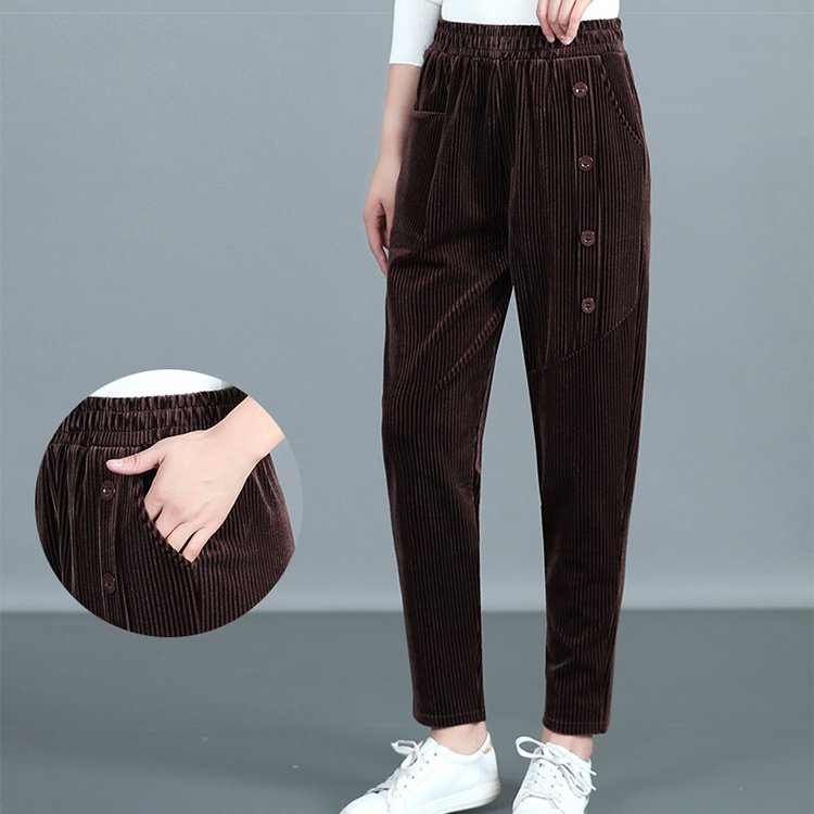 💕【50% ОТСТЪПКА】【XL-5XL】Есен/Зима Нови дамски кадифени панталони с катарама