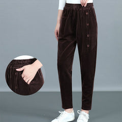 💕【50% ОТСТЪПКА】【XL-5XL】Есен/Зима Нови дамски кадифени панталони с катарама