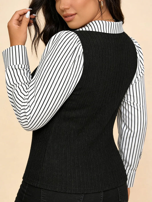 Модерна Псевдо-Двуделна Блуза за Жени