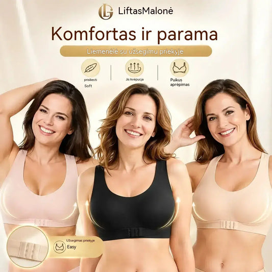 🎉- 50 % NUOLAIDA⚡ Liemenėlė be lankelių su priekiniu užsegimu ir kryžminiu kirpimu nugaroje: koreguoja laikyseną ir suteikia maksimalų prilaikymą bei komfortą.