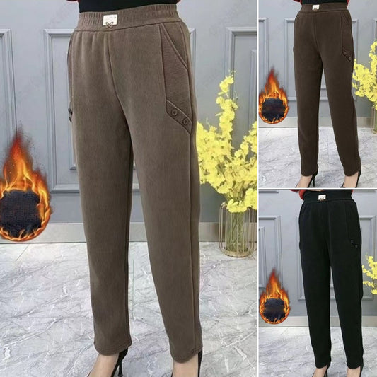 🔥【2XL-5XL】Нови есенни и зимни удебелени плюс кадифени ежедневни широки панталони с големи размери (купете два броя за по-добра сделка)