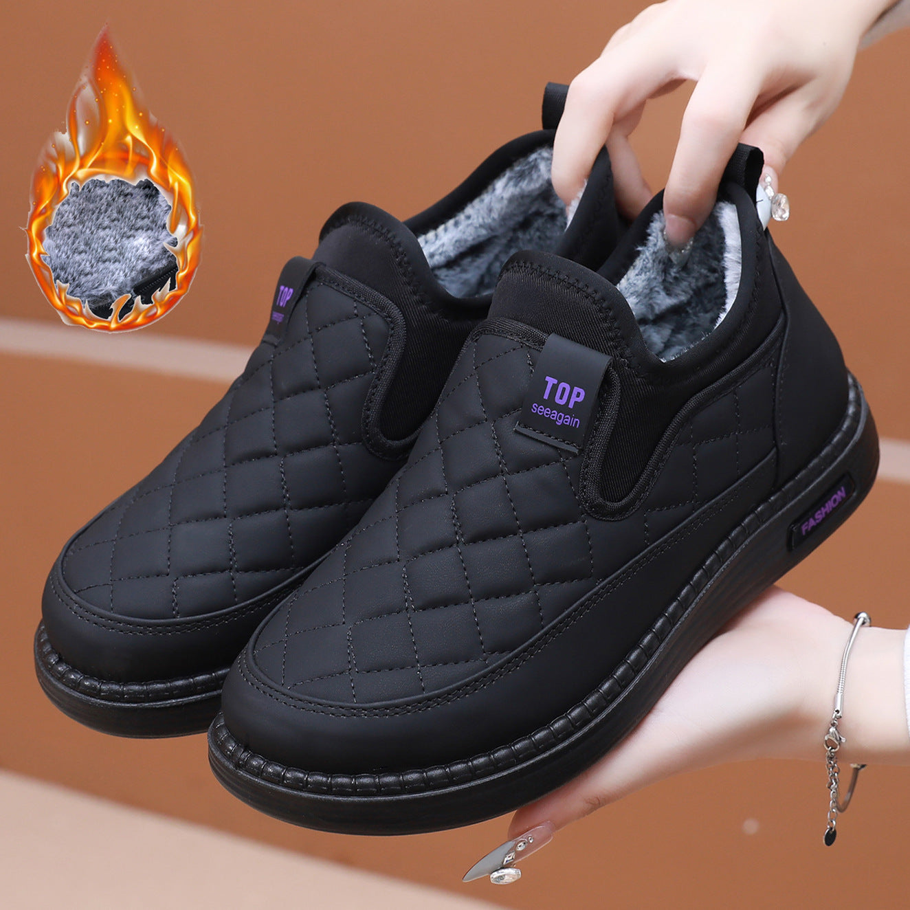 👢Нови зимни обувки 2025, водоустойчиви, от памучна кожа и удебелен кадифе, топли, равни, неплъзгащи се дамски ботуши