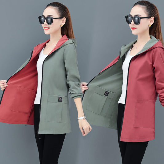 🧥🎀💕【50% ОТСТЪПКА】【M-5XL】Дамско модно леко двулицево ветроустойчиво яке