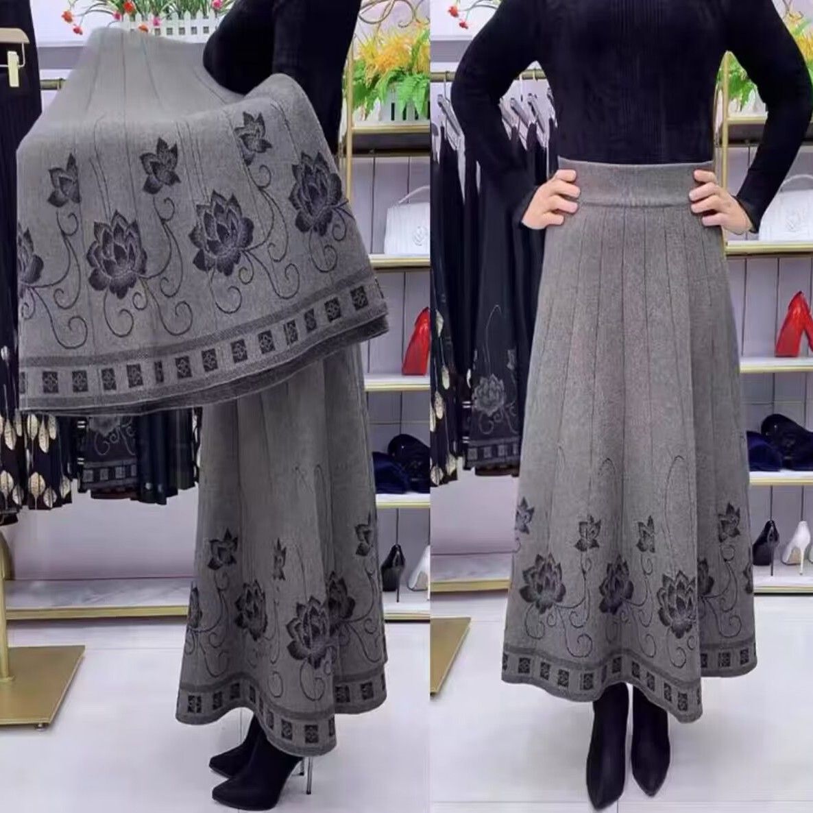 🌸🌸【S-5XL】Есенна и зимна удебелена вълнена пола