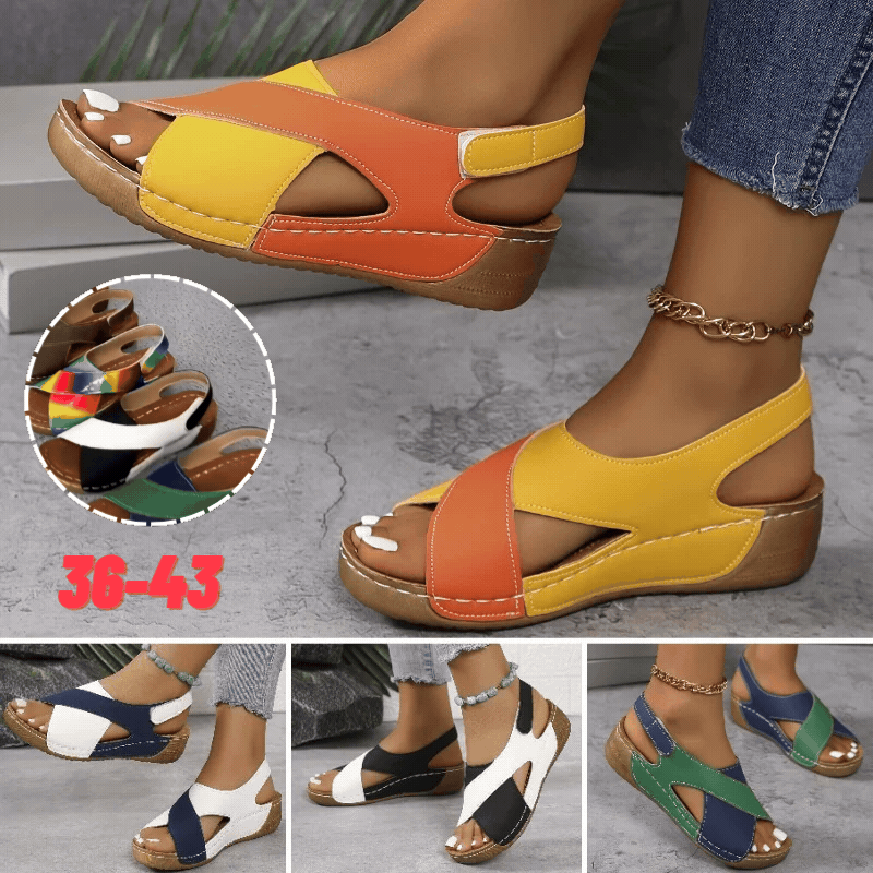 🥿🥿30% ОТСТЪПКА【36-43】Дамски сандали с контрастна платформа, удобни сандали с каишка за глезена