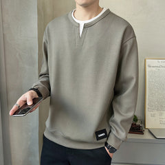 🔥🔥【M-3XL】Мъжко тениско с дълги ръкави и кръгло яке в стил „2 в 1“