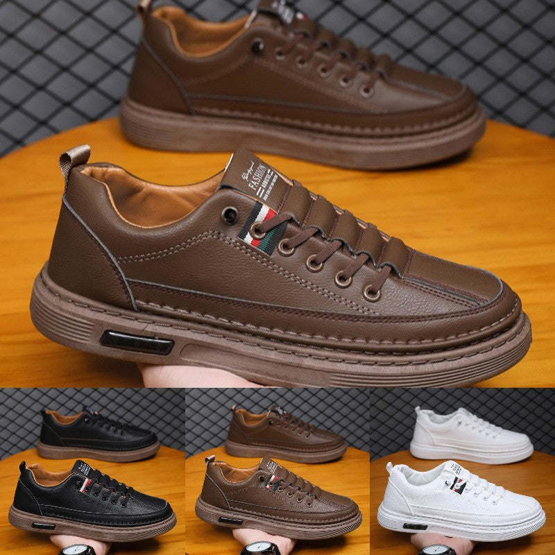 👞 Мъжки ежедневни маратонки, горна част от естествена кожа, мека, противоплъзгаща и дишаща подметка.