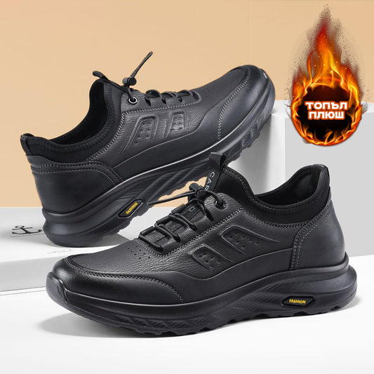 🔥Мъжки водоустойчиви обувки за отдих с гънка и кожен горник