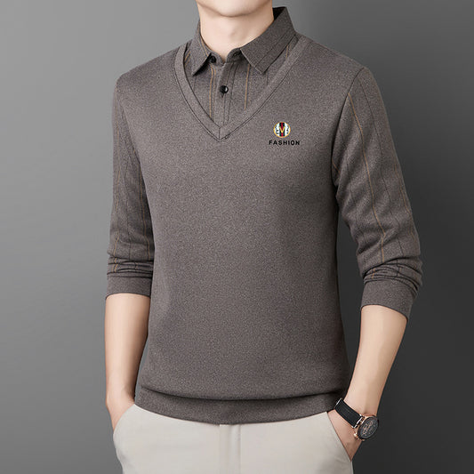 【S-4XL】Мъжко тениско с дълги ръкави и гънка - дизайн „две в едно“