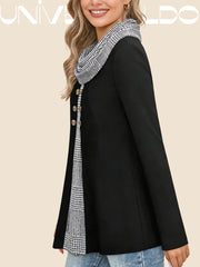 Псевдо-Двуделна Блуза с Висока Яка и Копчета