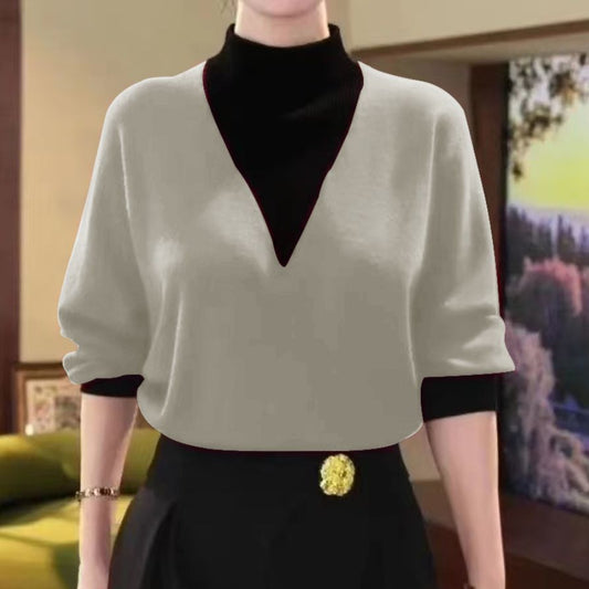 🔥Ново за есен зима⛄Дамско топло топ 2в1 с половин яка и качествена гънка👍