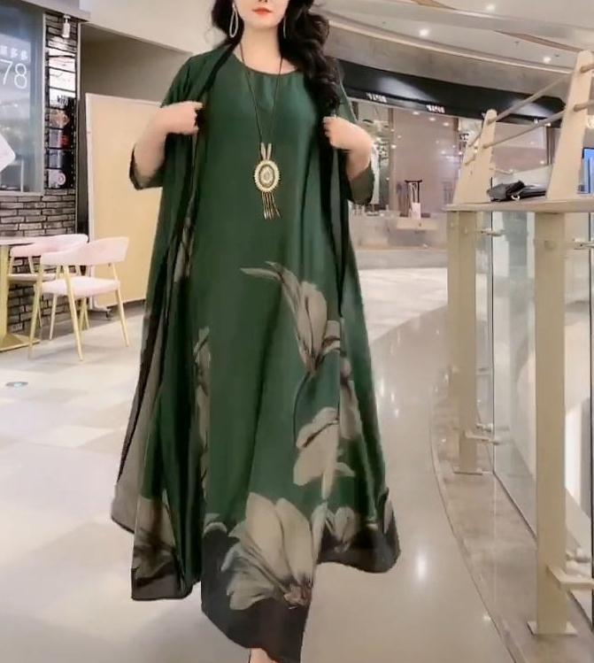 🎉✨🎀【50% ОТСТЪПКА】【M-5XL】Рокля с щампа със средна дължина, комплект от две части