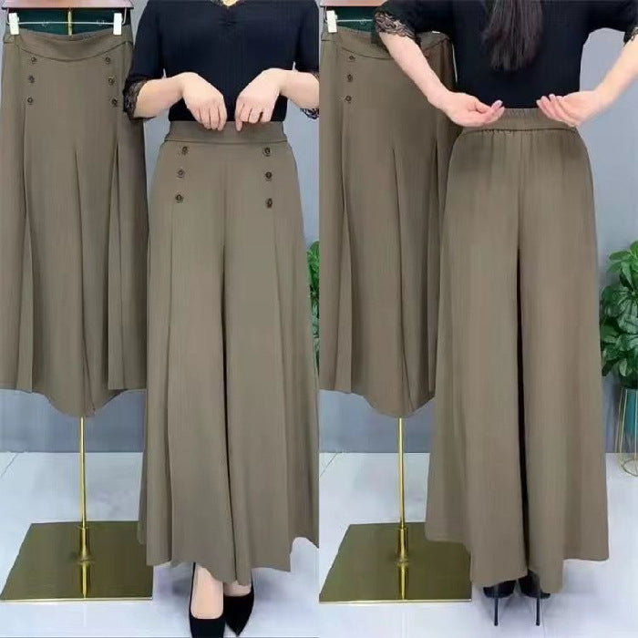 【M-5XL】Дамски модни панталони с висока талия и широк крачол, меки и с елегантно падаща материя, с изискано качество
