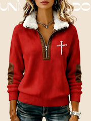 Суитшърт с Кожена Яка, Принт и Свободен Крой