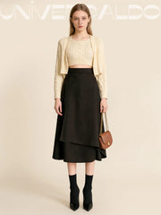 Неправилна Полу-Рокля с Висока Талия и Воденещ Крой