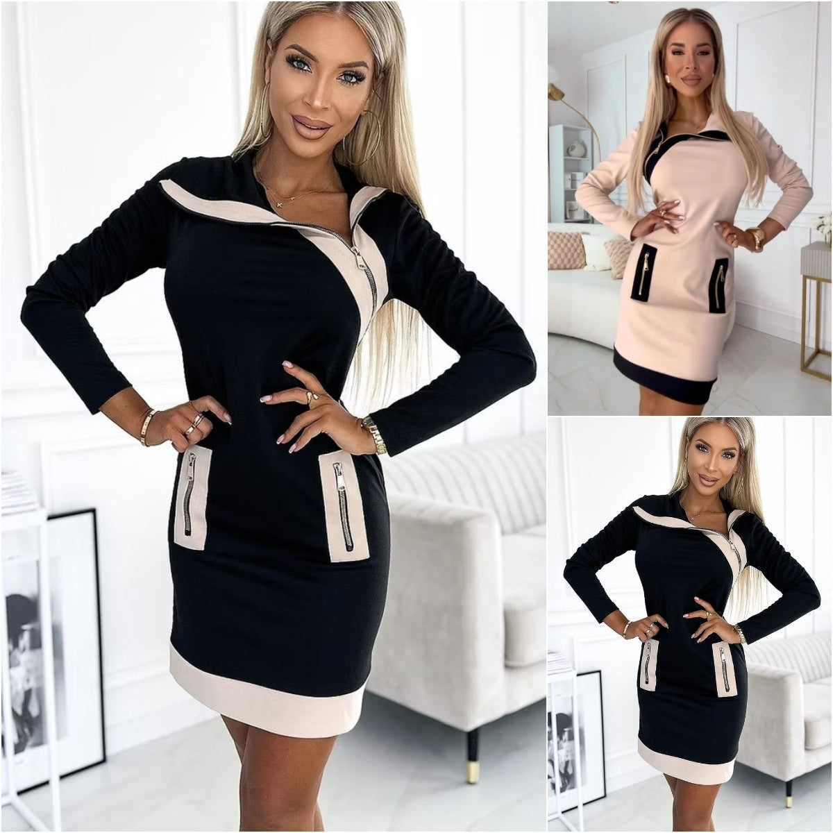 🌷🌞Нова есенно-зимна рокля с тънка талия